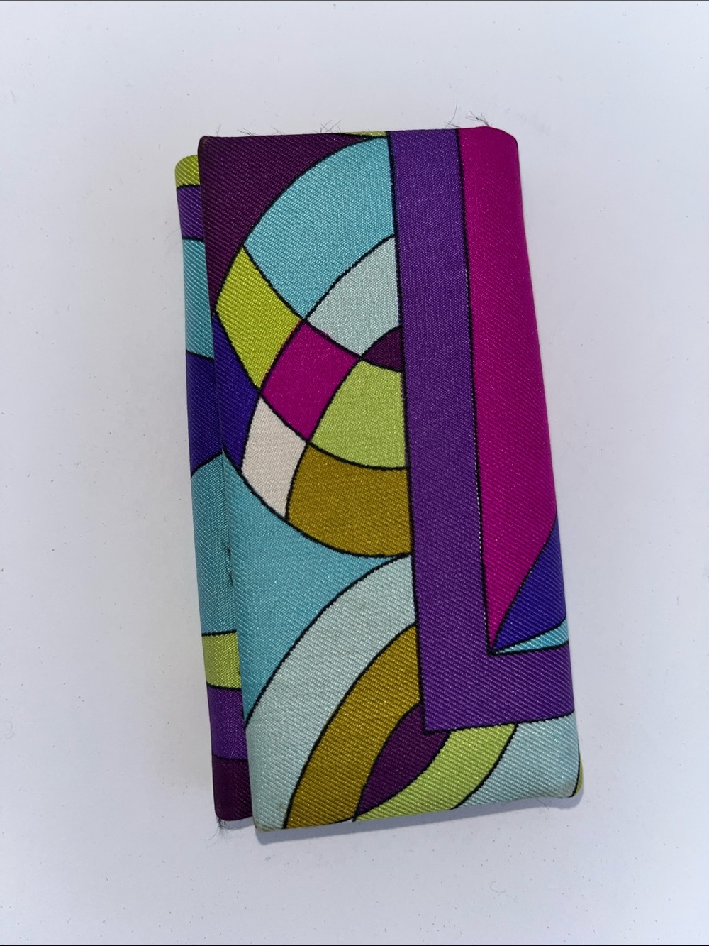 Emilio Pucci Silk Trifold Geometric Print Card Holder Key Case Multicolor